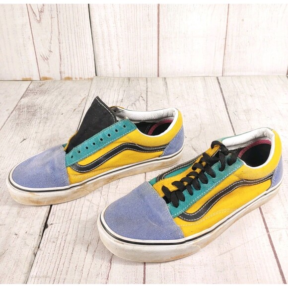 Shoes - Vans Men 7 Women 8.5 - Classic Old Skool Shoes - Mix n Match Yellow Green Suede